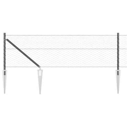 Zaun mit Pfosten Grau 0,6 x 50 m PVC-beschichteter Stahl