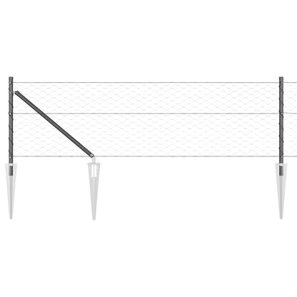Zaun mit Pfosten Grau 0,6 x 50 m PVC-beschichteter Stahl