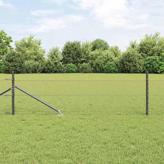 Zaun mit Pfosten Grau 0,8 x 50 m PVC-beschichteter Stahl