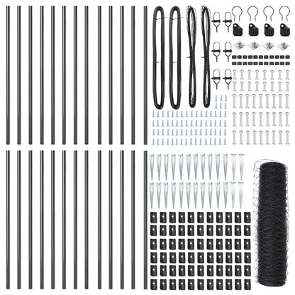 Zaun mit Pfosten Grau 0,8 x 50 m PVC-beschichteter Stahl
