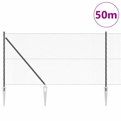 Zaun mit Pfosten Grau 1 x 50 m PVC-beschichteter Stahl