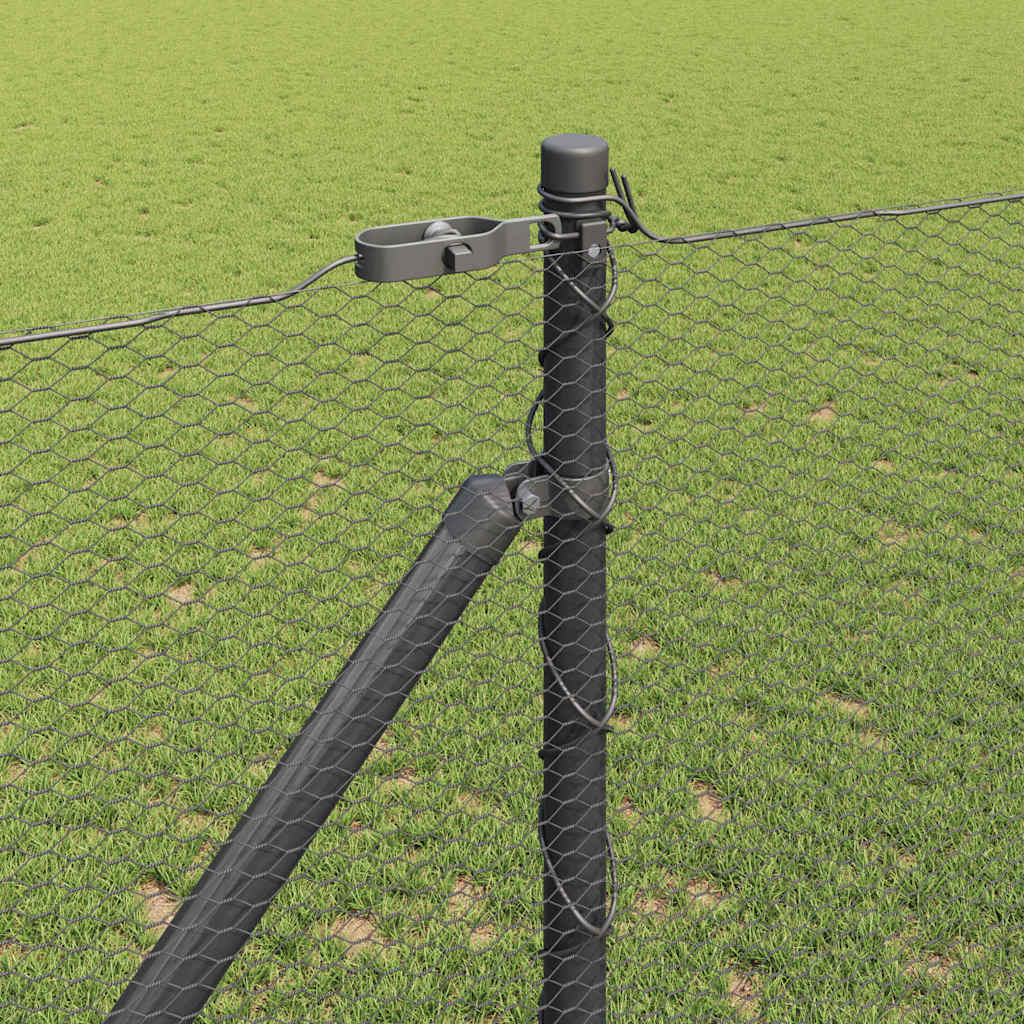 Zaun mit Pfosten Grau 1,4 x 50 m PVC-beschichteter Stahl