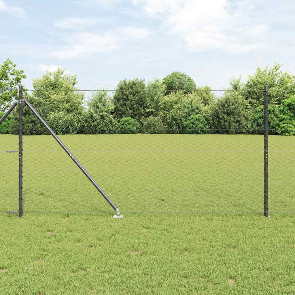 Zaun mit Pfosten Grau 1,4 x 50 m PVC-beschichteter Stahl