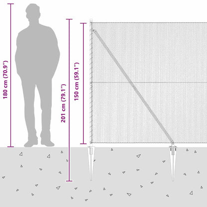 Zaun mit Pfosten Grau 1,5 x 50 m PVC-beschichteter Stahl