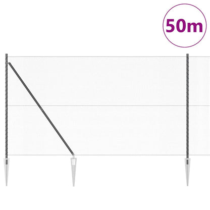 Zaun mit Pfosten Grau 1,5 x 50 m PVC-beschichteter Stahl