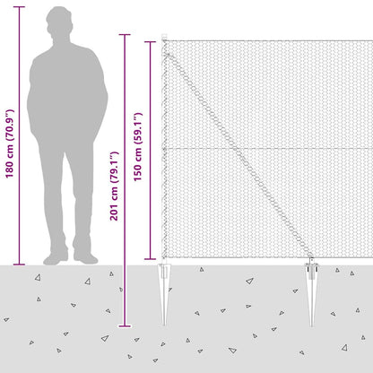 Zaun mit Pfosten Grau 1,5 x 50 m PVC-beschichteter Stahl