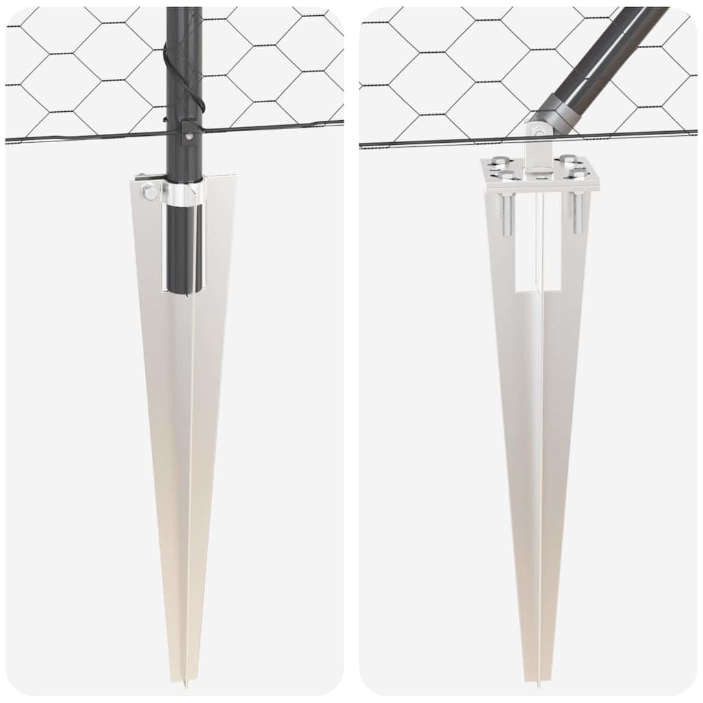 Zaun mit Pfosten Grau 1,5 x 50 m PVC-beschichteter Stahl