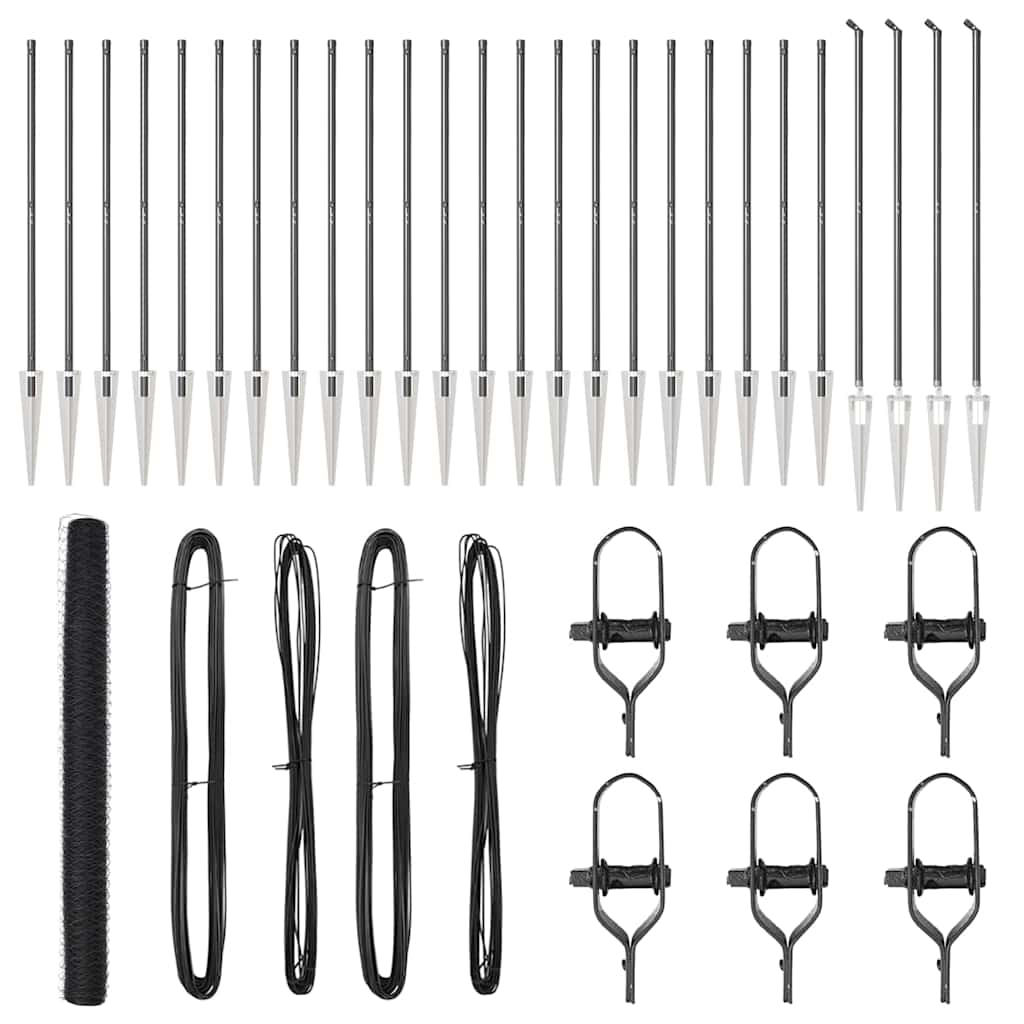 Zaun mit Pfosten Grau 1,5 x 50 m PVC-beschichteter Stahl