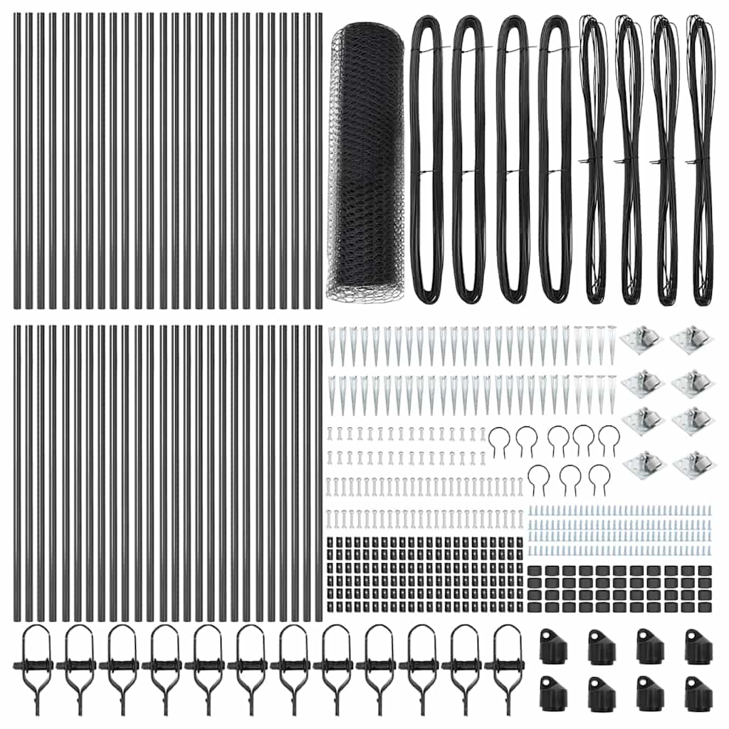 Zaun mit Pfosten Grau 0,4 x 100 m PVC-beschichteter Stahl