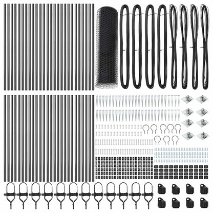 Zaun mit Pfosten Grau 0,4 x 100 m PVC-beschichteter Stahl