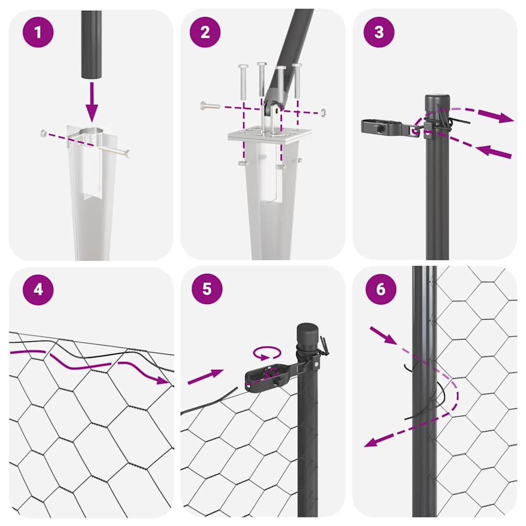 Zaun mit Pfosten Grau 0,4 x 100 m PVC-beschichteter Stahl