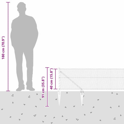 Zaun mit Pfosten Grau 0,4 x 100 m PVC-beschichteter Stahl