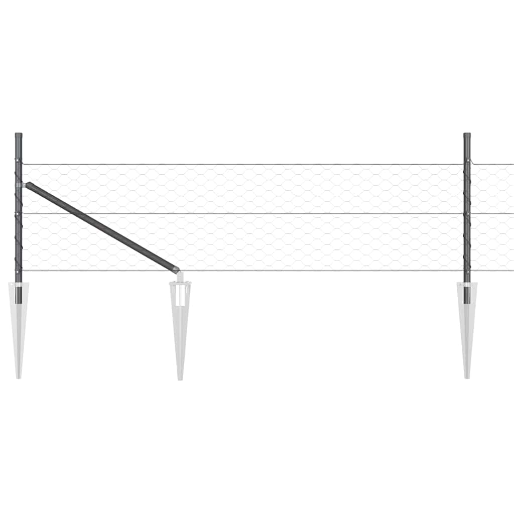 Zaun mit Pfosten Grau 0,4 x 100 m PVC-beschichteter Stahl