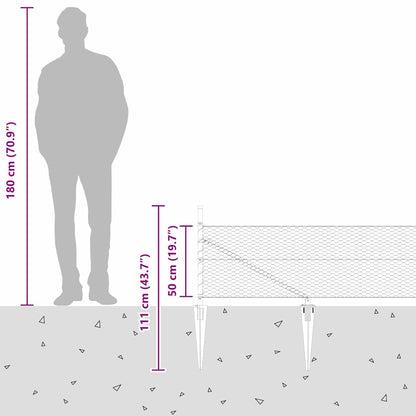 Zaun mit Pfosten Grau 0,5 x 100 m PVC-beschichteter Stahl