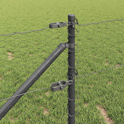 Zaun mit Pfosten Grau 0,6 x 100 m PVC-beschichteter Stahl