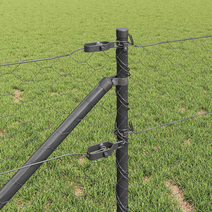 Zaun mit Pfosten Grau 0,6 x 100 m PVC-beschichteter Stahl