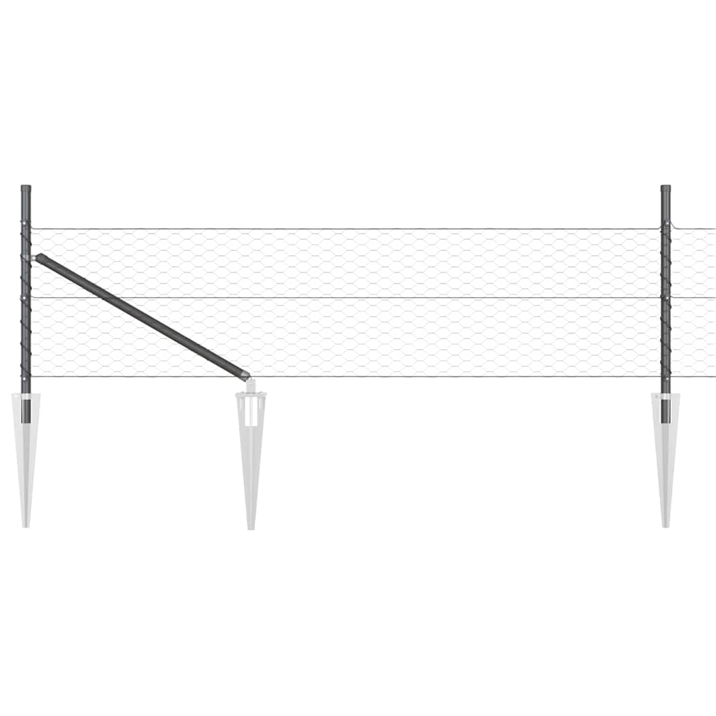 Zaun mit Pfosten Grau 0,8 x 100 m PVC-beschichteter Stahl