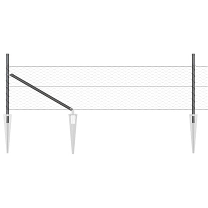 Zaun mit Pfosten Grau 0,8 x 100 m PVC-beschichteter Stahl