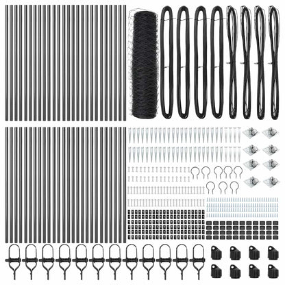 Zaun mit Pfosten Grau 0,8 x 100 m PVC-beschichteter Stahl