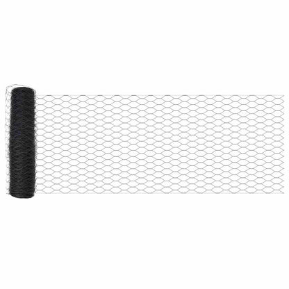 Zaun mit Pfosten Grau 0,8 x 100 m PVC-beschichteter Stahl
