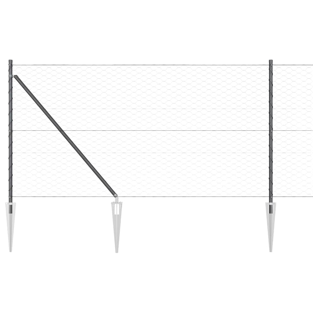 Zaun mit Pfosten Grau 1 x 100 m PVC-beschichteter Stahl