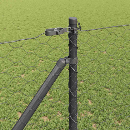 Zaun mit Pfosten Grau 1,2 x 100 m PVC-beschichteter Stahl