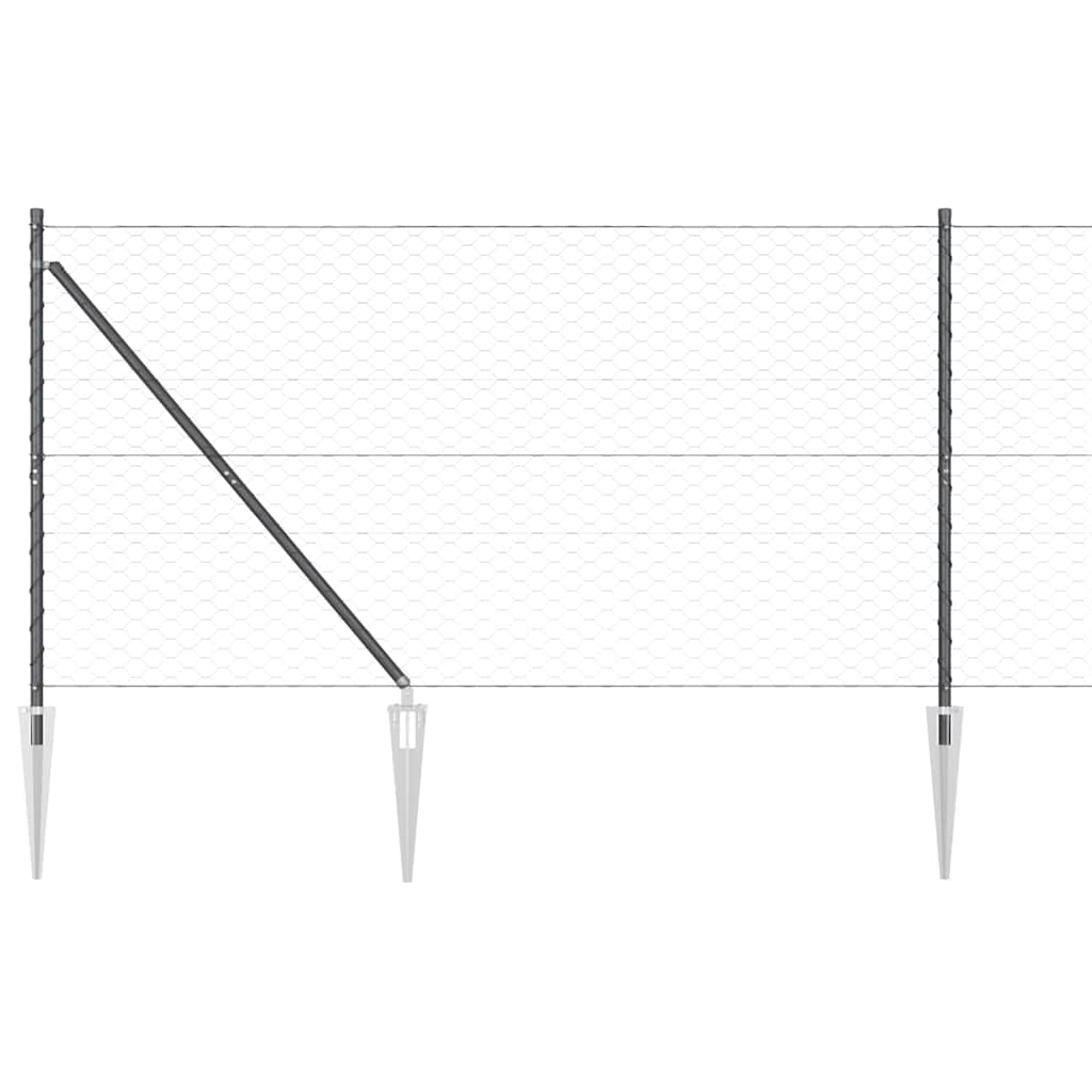 Zaun mit Pfosten Grau 1,2 x 100 m PVC-beschichteter Stahl