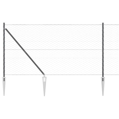 Zaun mit Pfosten Grau 1,2 x 100 m PVC-beschichteter Stahl