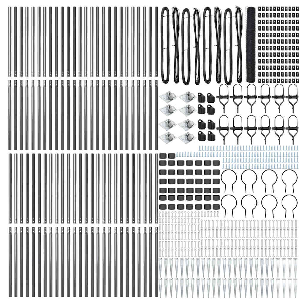 Zaun mit Pfosten Grau 1,2 x 100 m PVC-beschichteter Stahl