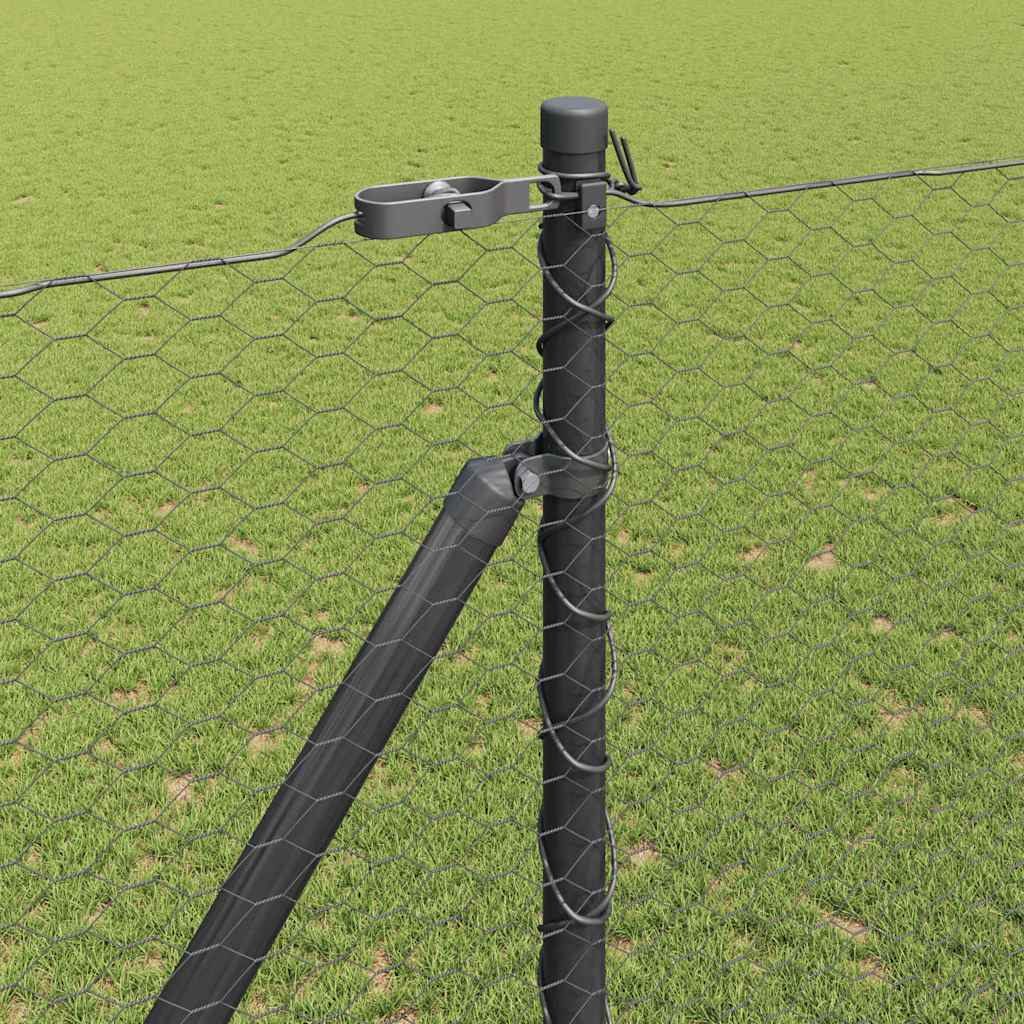 Zaun mit Pfosten Grau 1,5 x 100 m PVC-beschichteter Stahl