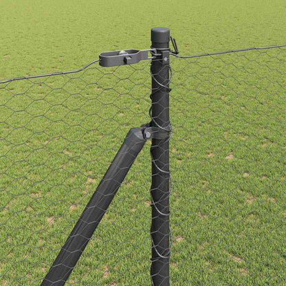Zaun mit Pfosten Grau 1,5 x 100 m PVC-beschichteter Stahl