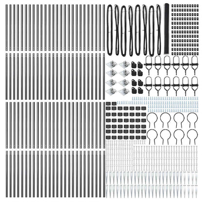 Zaun mit Pfosten Grau 1,5 x 100 m PVC-beschichteter Stahl