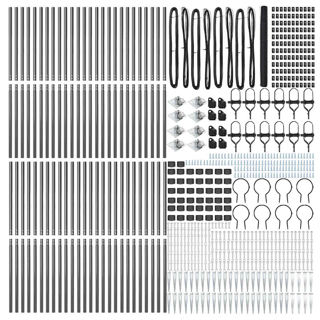 Zaun mit Pfosten Grau 1,5 x 100 m PVC-beschichteter Stahl