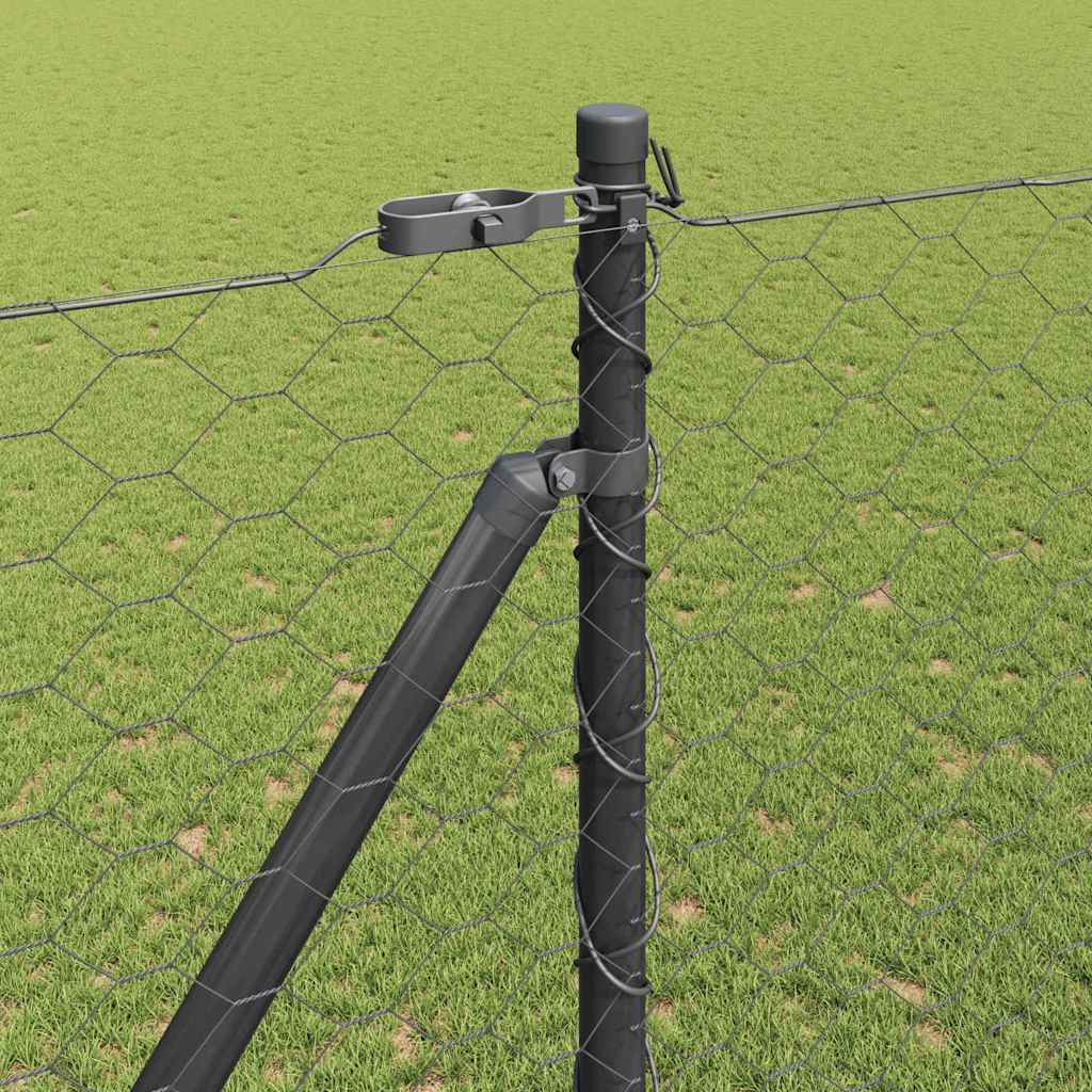 Zaun mit Pfosten Grau 1,5 x 100 m PVC-beschichteter Stahl