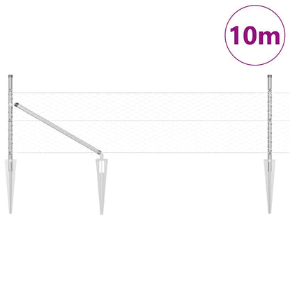 Zaun mit Pfosten Silber 0,4 x 10 m PVC-beschichteter Stahl
