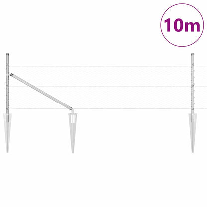 Zaun mit Pfosten Silber 0,5 x 10 m PVC-beschichteter Stahl