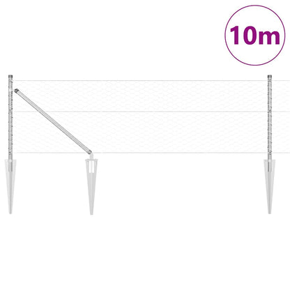 Zaun mit Pfosten Silber 0,6 x 10 m PVC-beschichteter Stahl