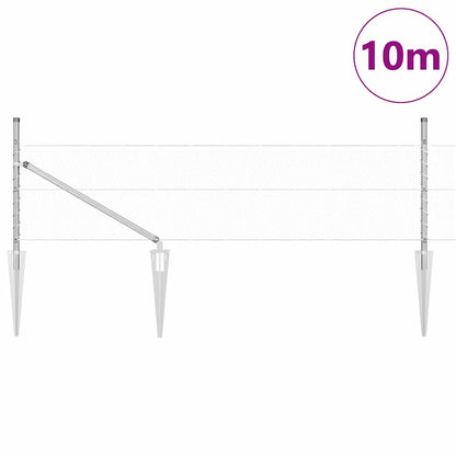 Zaun mit Pfosten Silber 0,8 x 10 m PVC-beschichteter Stahl