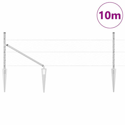 Zaun mit Pfosten Silber 0,8 x 10 m PVC-beschichteter Stahl