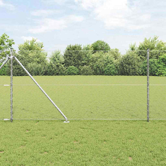 Zaun mit Pfosten Silber 1 x 10 m PVC-beschichteter Stahl