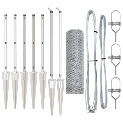 Zaun mit Pfosten Silber 1 x 10 m PVC-beschichteter Stahl