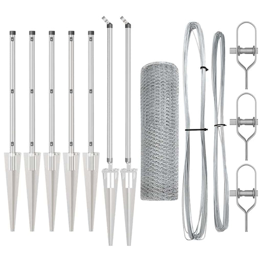 Zaun mit Pfosten Silber 1 x 10 m PVC-beschichteter Stahl