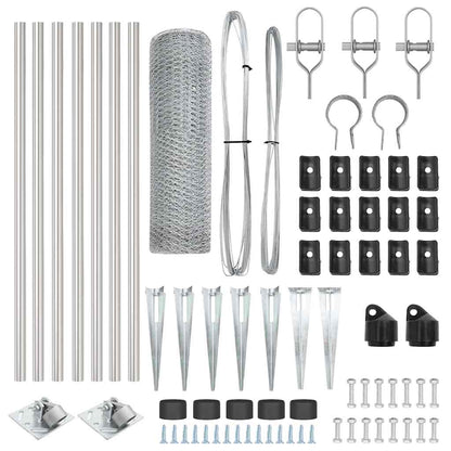 Zaun mit Pfosten Silber 1 x 10 m PVC-beschichteter Stahl