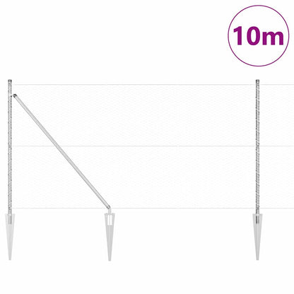 Zaun mit Pfosten Silber 1 x 10 m PVC-beschichteter Stahl