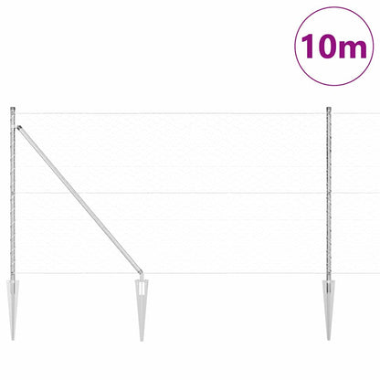 Zaun mit Pfosten Silber 1 x 10 m PVC-beschichteter Stahl