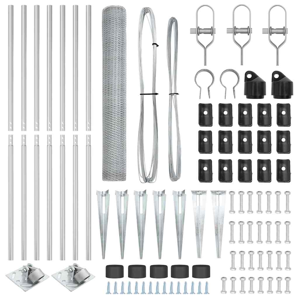 Zaun mit Pfosten Silber 1,2 x 10 m PVC-beschichteter Stahl