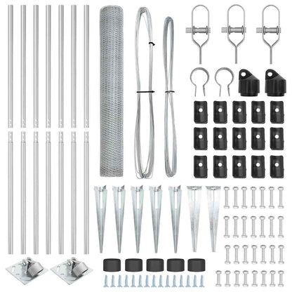 Zaun mit Pfosten Silber 1,2 x 10 m PVC-beschichteter Stahl
