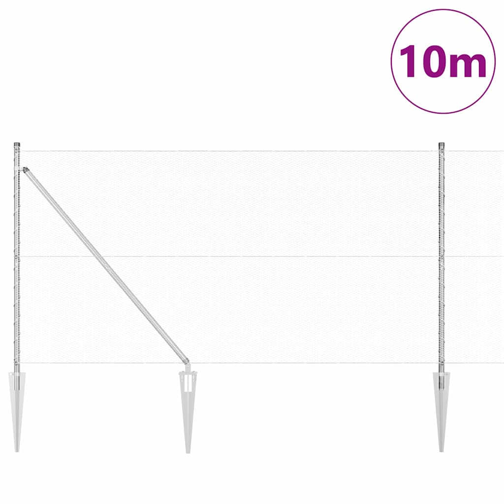 Zaun mit Pfosten Silber 1,2 x 10 m PVC-beschichteter Stahl
