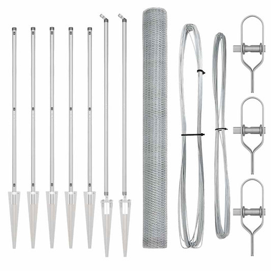 Zaun mit Pfosten Silber 1,5 x 10 m PVC-beschichteter Stahl