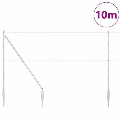 Zaun mit Pfosten Silber 1,5 x 10 m PVC-beschichteter Stahl